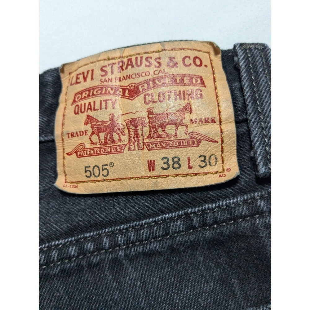 VTG Y2K LEVIS 505 REGULAR FIT - Men 38X30 Black Denim Jeans - Picture 3 of 16